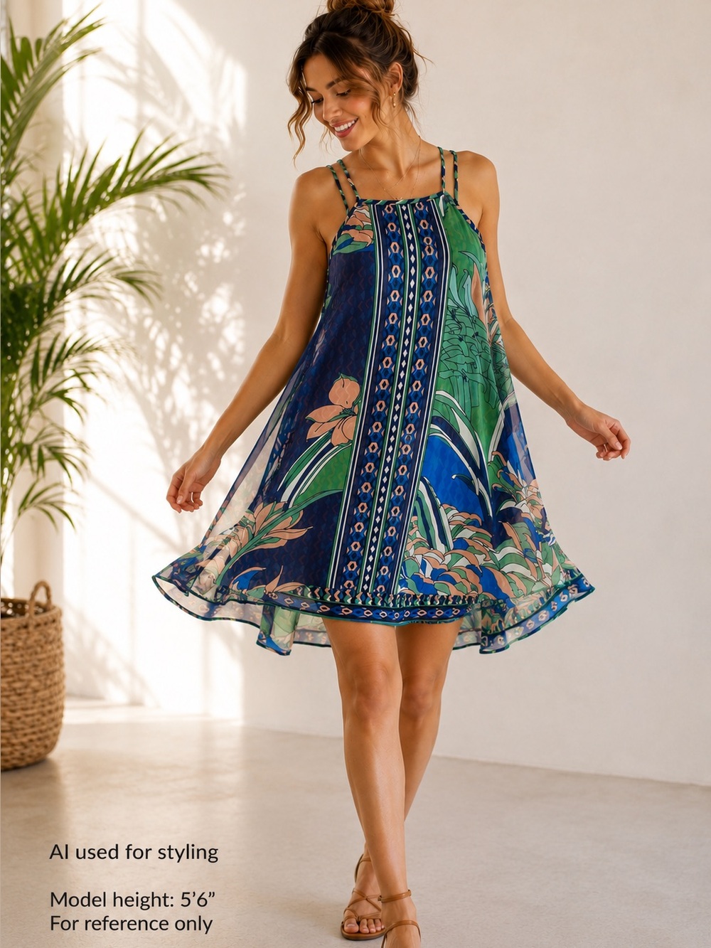 Maeve Anthropologie Laurel 100% Silk Racerback Swing Dress Small
